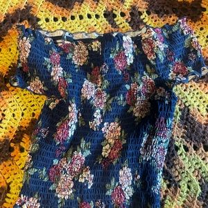 Cropped off the shoulder flower top